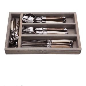 Jean Dubost Laguiole 24pc Flatware Set Sophisticated Brown & Cream Flatware Set